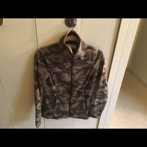 Camo green cardigan zip front sweater soft fleece